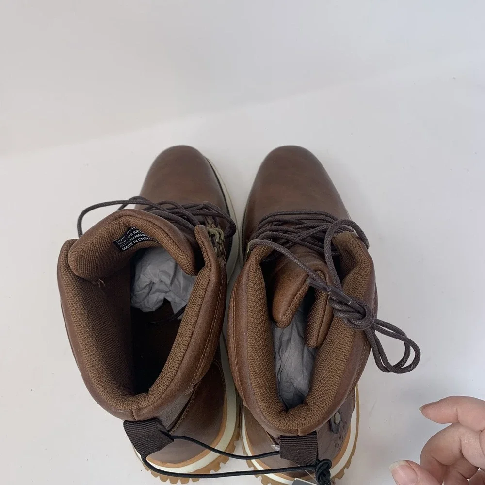New York‎ & Company Gideon NY1141 Ankle Boots Men's 9 Brown Leather Lace Up 8105